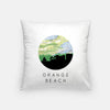 a square pillow with the words orange beach on it