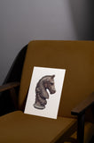 a picture of a horse head on a chair