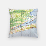 a pillow with a map on it