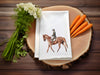 a napkin with a picture of a man riding a horse on it