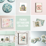 a collage of photos of french cottage decor