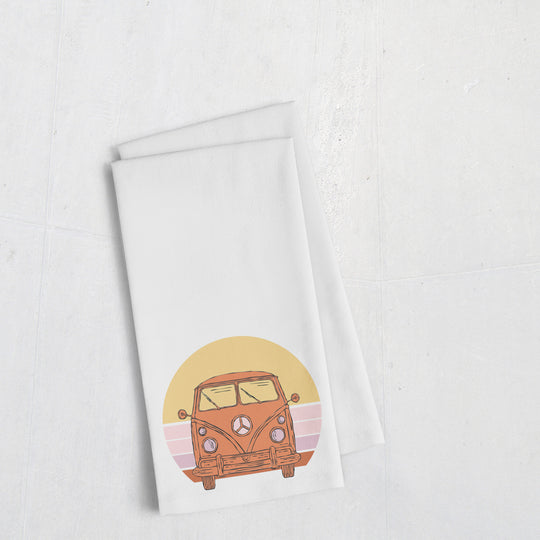 a towel with a picture of a bus on it