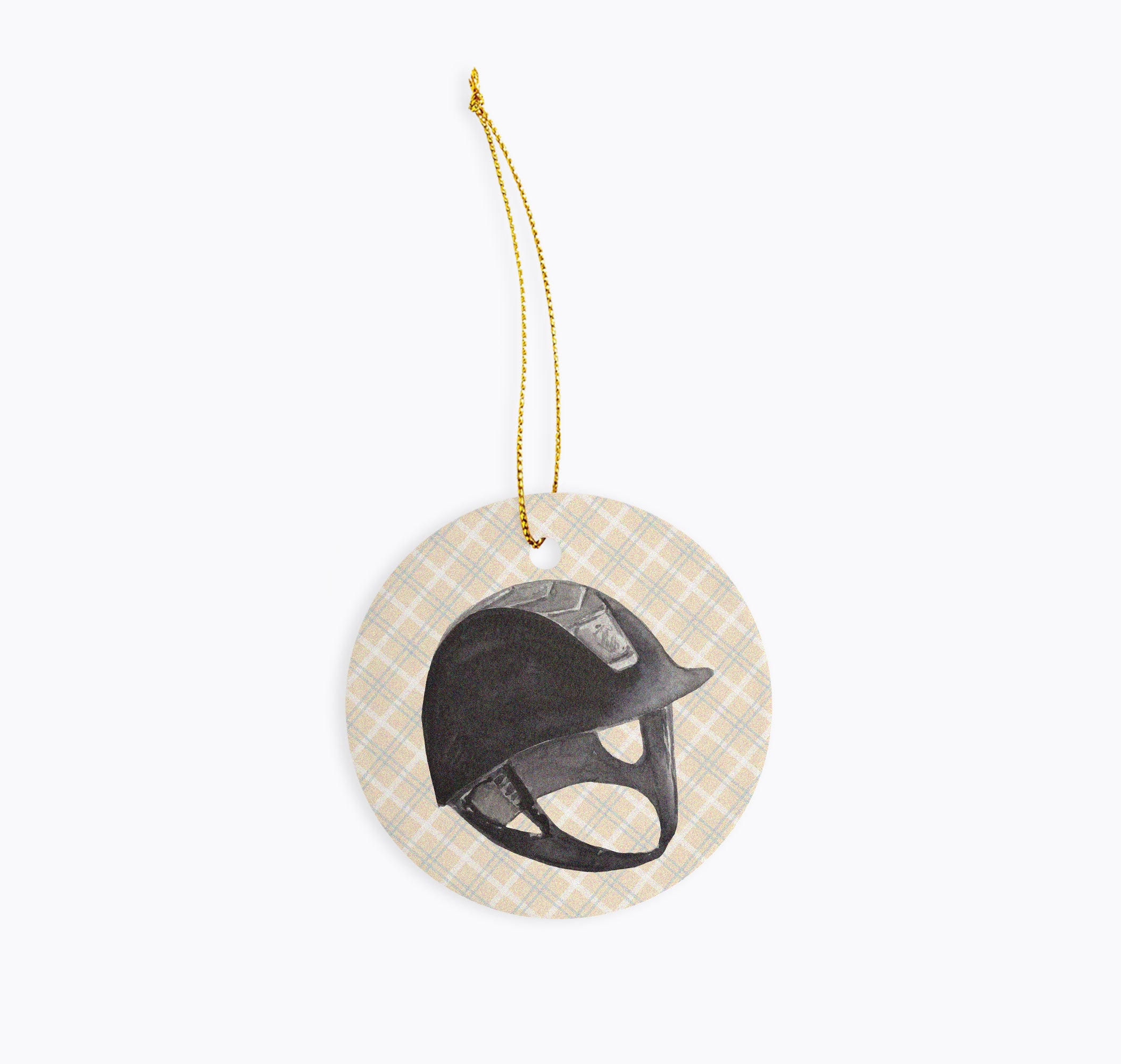 a ceramic ornament with a helmet on it