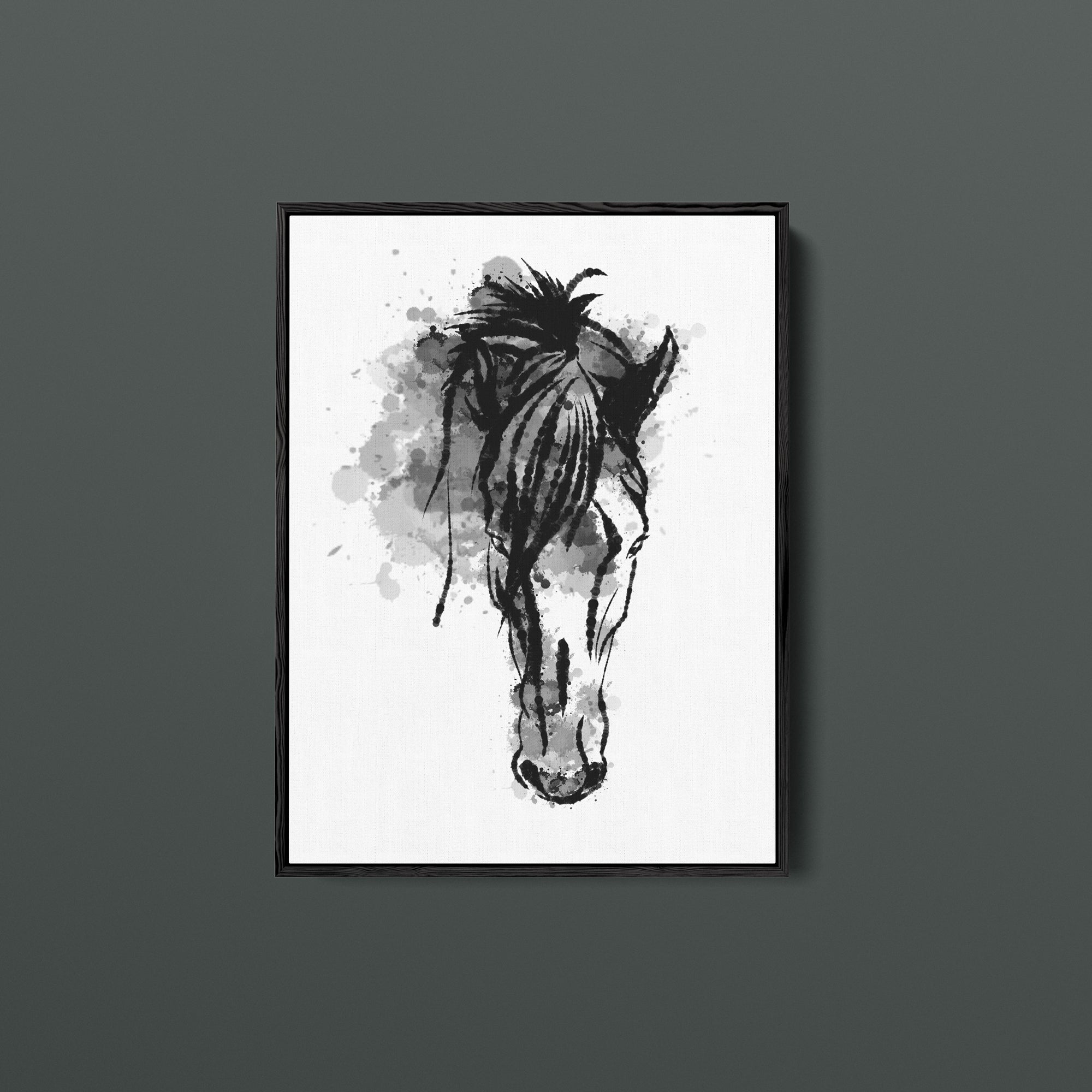 a black and white picture of a horse