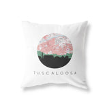 a white pillow with a map of the city of tuscalloosa