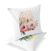 a white pillow with a picture of flowers on it