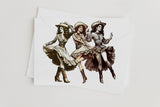 a drawing of three women dressed in costumes