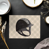 a drawing of a helmet on a table