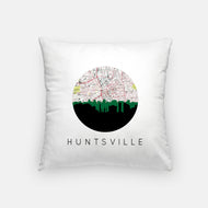a white pillow with a map of huntsville on it