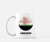 Aberdeen, South Dakota map and skyline mug, a circular city map with the skyline in silhouette