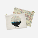 Akron Ohio map and skyline pouch