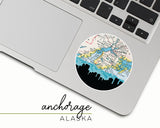 Anchorage Alaska map and skyline sticker