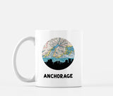 Anchorage Alaska map and skyline mug