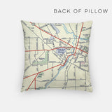 Akron Ohio map and skyline pillow back