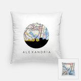 Alexandria Virginia map and skyline pillow