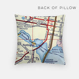 Alexandria Virginia map and skyline pillow back