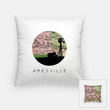 Amesville Ohio map and skyline pillow