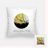 Arlington Virginia map and skyline pillow