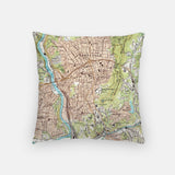 Asheville North Carolina map and skyline pillow back