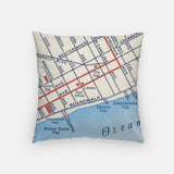 Back of the Atlantic City, New Jersey map and skyline pillow showing the full city map