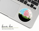 Beaver Dam Wisconsin map and skyline sticker