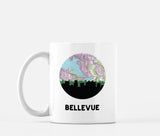 Bellevue Washington map and skyline mug