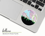 Bellevue Washington map and skyline sticker