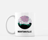 Bentonville Arkansas map and skyline mug