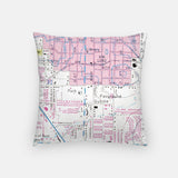 Bentonville Arkansas map and skyline pillow back