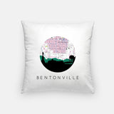 Bentonville Arkansas map and skyline pillow