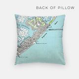 Back of the Brigantine, New Jersey map and skyline pillow showing the full city map