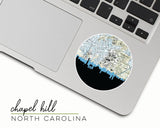 Chapel Hill North Carolina map and skyline sticker