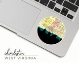 Charleston West Virginia map and skyline sticker
