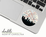 Charlotte North Carolina map and skyline sticker