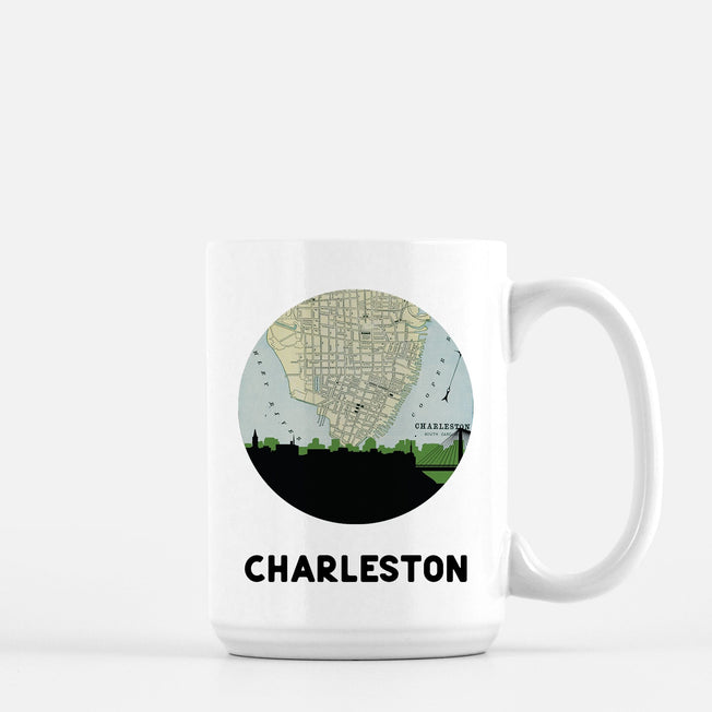 Charleston South Carolina map and skyline mug