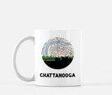 Chattanooga Tennessee map and skyline mug