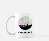 Chesapeake Virginia map and skyline mug