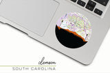 Clemson South Carolina map and skyline sticker