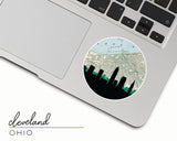 Cleveland Ohio map and skyline sticker