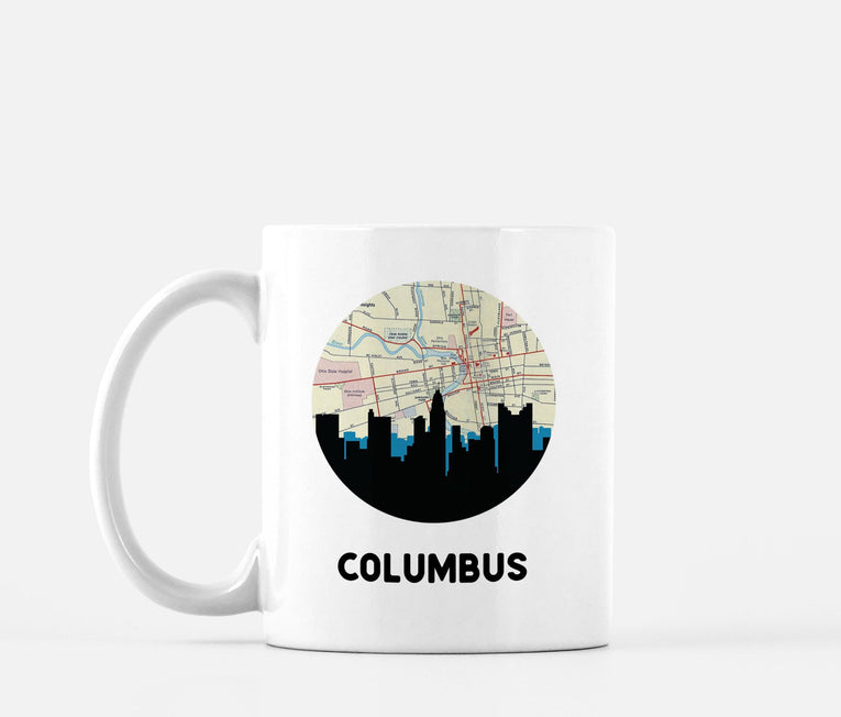Columbus Ohio map and skyline mug