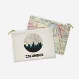 Columbus Ohio map and skyline pouch