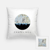 Chapel Hill North Carolina map and skyline pillow