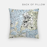 Chapel Hill North Carolina map and skyline pillow back