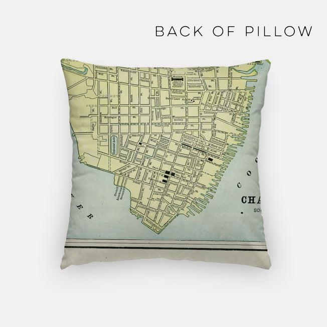 Charleston South Carolina map and skyline pillow back