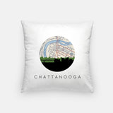 Chattanooga Tennessee map and skyline pillow