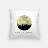 Chautauqua New York map and skyline pillow