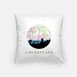 Chesapeake Virginia map and skyline pillow