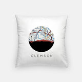 Clemson South Carolina map and skyline pillow