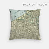 Cleveland Ohio map and skyline pillow back