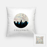 Columbus Ohio map and skyline pillow